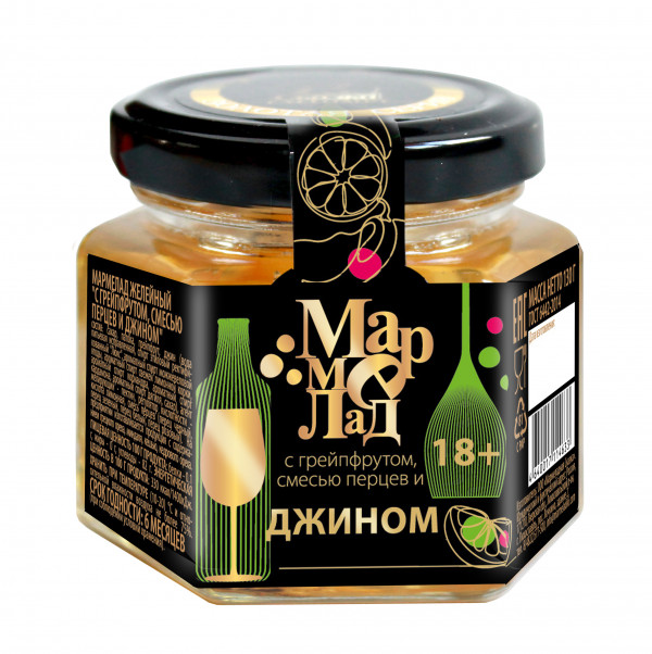 №2 Мармелад в банке "С грейпфрутом, смесью перцев и джином" 130г (18+)  в Коломне