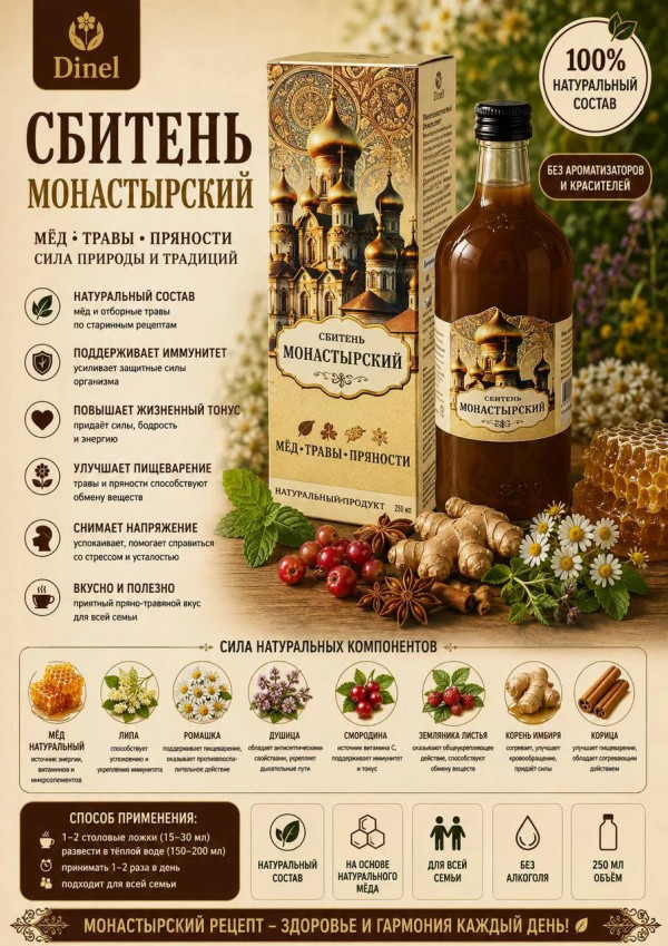 №2 Сбитень Монастырский, 250мл  в Коломне
